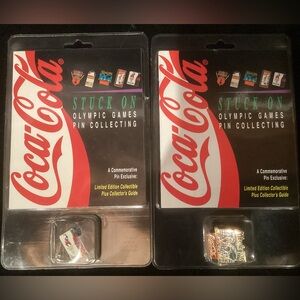 Set of 2 Vintage Commemorative Coca-Cola Olympic Games Pin Set. Atlanta 1996